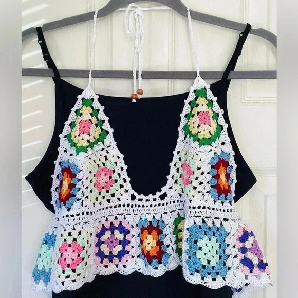 COPY - Granny Square Crop Top, Gypsy Crochet Bralette, Boho Corset Top, beach  … - Picture 1 of 4